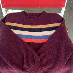 American Eagle Outfitters Brown and Yellow Crewneck Sweater